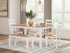 Gesthaven Dining Table with 4 Chairs and Bench (Set of 6) - D398-325