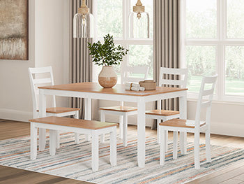 Gesthaven Dining Table with 4 Chairs and Bench (Set of 6) - D398-325