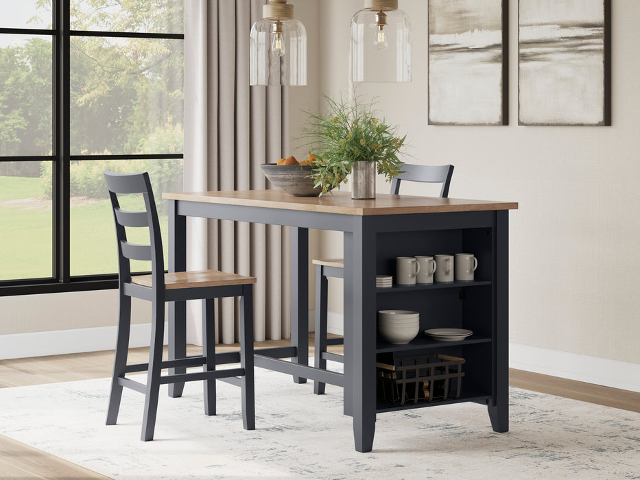 Gesthaven Counter Height Dining Table and 2 Barstools
