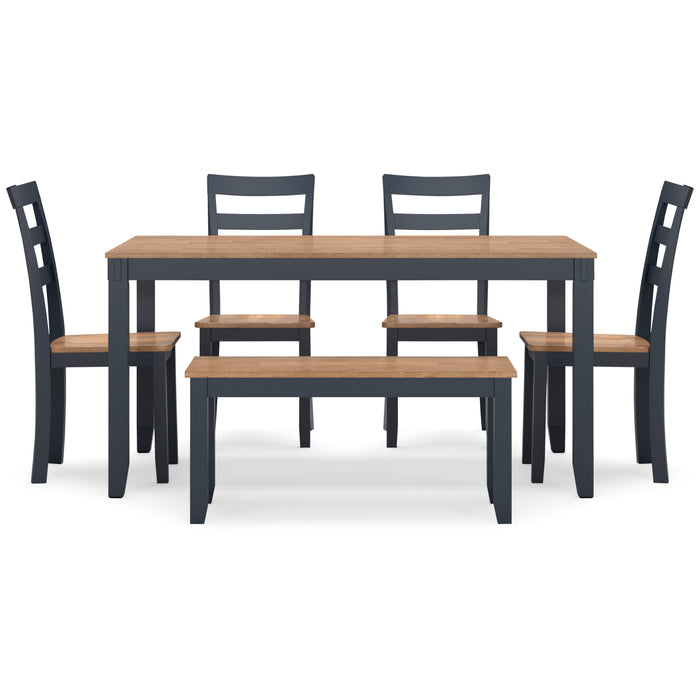 Gesthaven Dining Table with 4 Chairs and Bench (Set of 6)