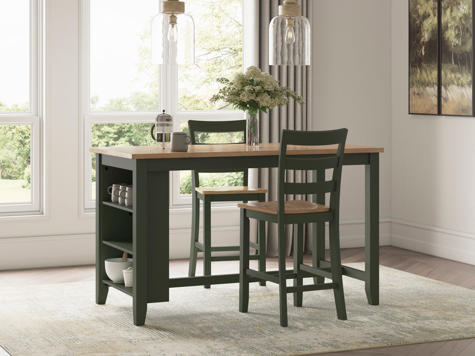 Gesthaven Counter Height Dining Table and 2 Barstools