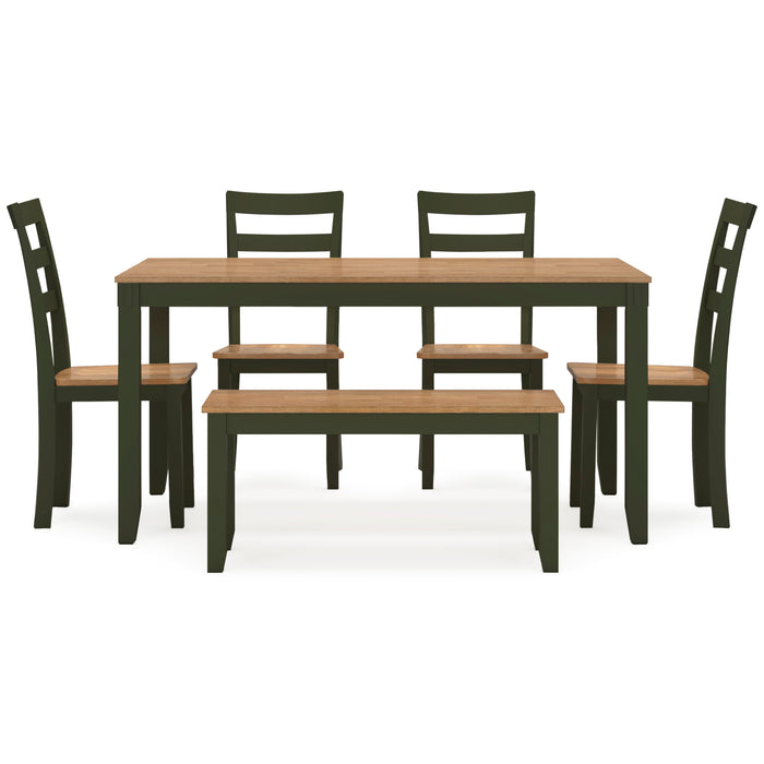 Gesthaven Dining Table with 4 Chairs and Bench (Set of 6)
