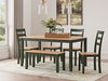 Gesthaven Dining Table with 4 Chairs and Bench (Set of 6) - D401-325