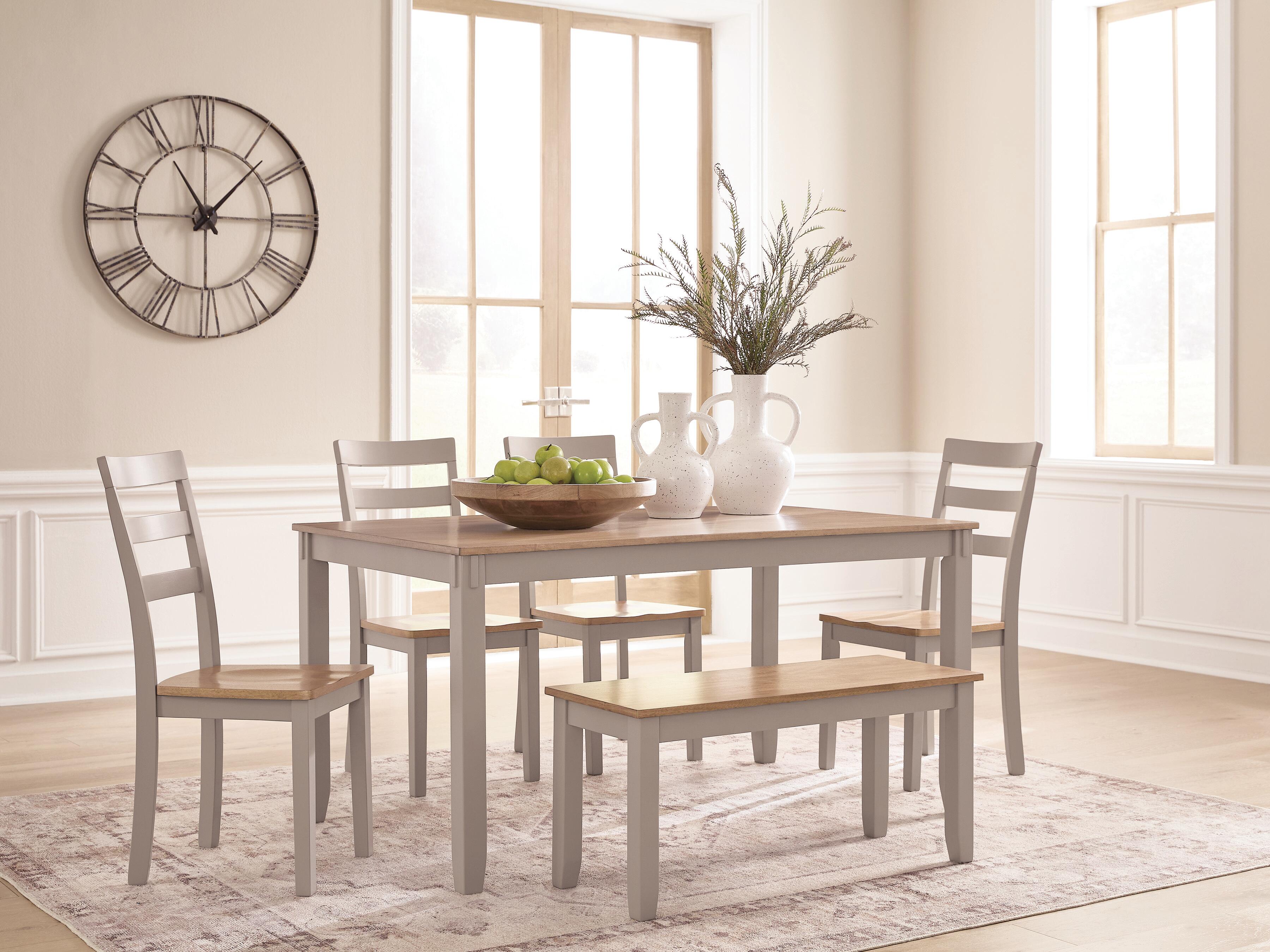 Harperfeld Dining Table and 4 Chairs and Bench (Set of 6)