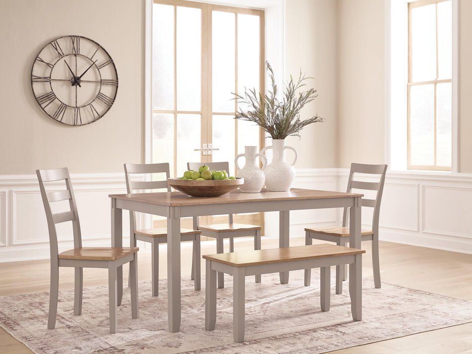 Harperfeld Dining Table and 4 Chairs and Bench (Set of 6)