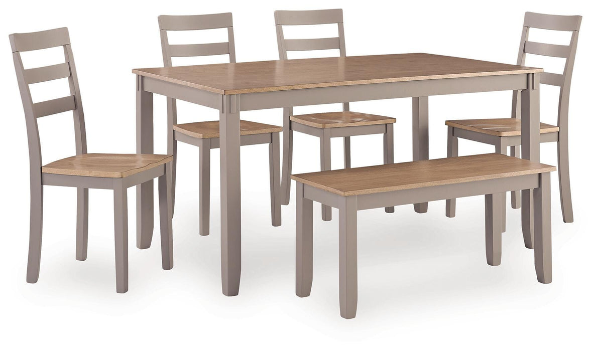 Harperfeld Dining Table and 4 Chairs and Bench (Set of 6)