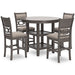 Wrenning Dining Table and 4 Chairs and Bench (Set of 6) - Black/Gray