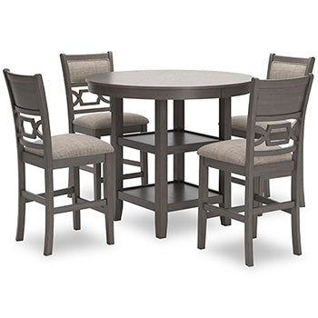 Wrenning Dining Table and 4 Chairs and Bench (Set of 6) - Black/Gray