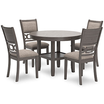Wrenning Dining Table and 4 Chairs and Bench (Set of 6) - Black/Gray