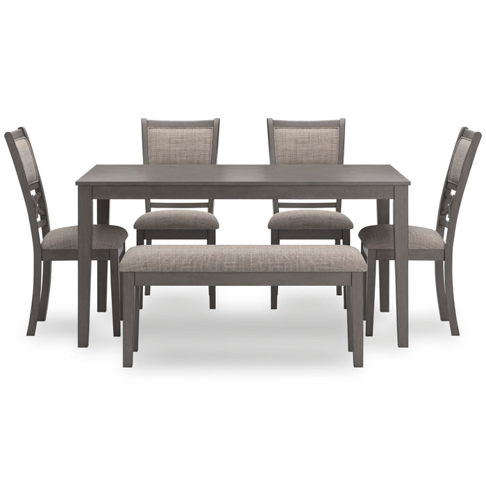 Wrenning Dining Table and 4 Chairs and Bench (Set of 6)
