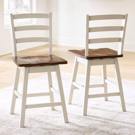 Brinfern Counter Height Swivel Stool - Brown/Antique White