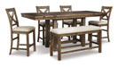 Moriville Counter Height Dining Table with 4 Barstools and Bench