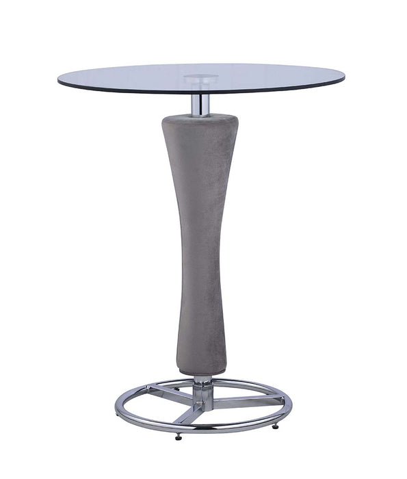 Contemporary Round Glass Pub Table w/ Upholstered Pedestal DANIELLA-PUB