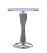 Contemporary Pub Set w/ Round Glass Table, Upholstered Pedestal & 2 Stools DANIELLA-PUB-3PC