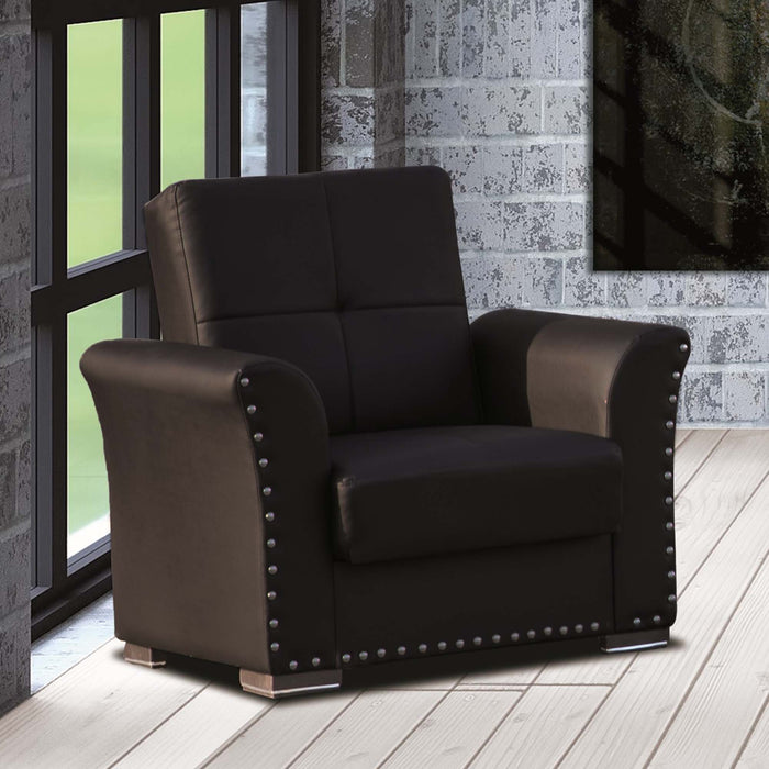 Ottomanson Diva Collection Upholstered Convertible Armchair with Storage