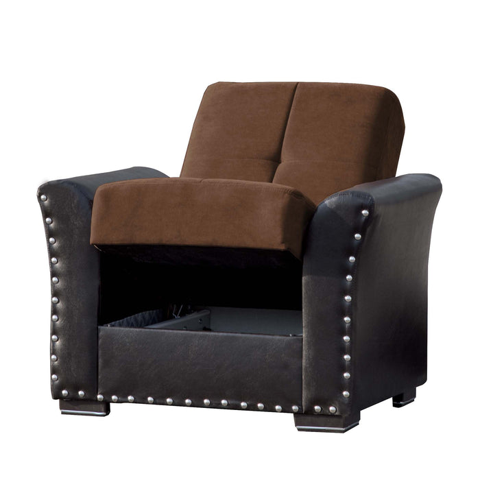 Ottomanson Diva Collection Upholstered Convertible Armchair with Storage