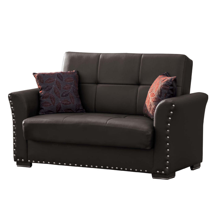 Ottomanson Diva Collection Upholstered Convertible Loveseat with Storage