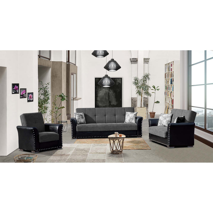 Ottomanson Diva Collection Upholstered Convertible Loveseat with Storage