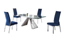 Dining Set w/ Extendable Table & 4 Motion-back Chairs DOMINIQUE-ANABEL-5PC-BLU