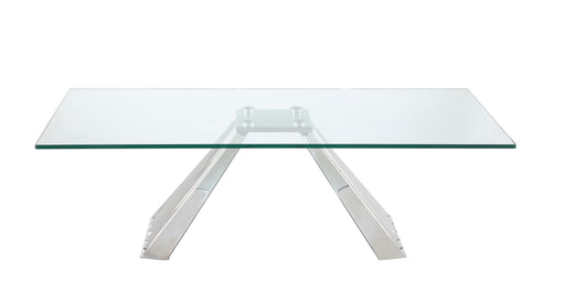 Contemporary 28"x 51" Glass Cocktail Table w/ Flare Pyramid Base DOMINIQUE-CT