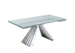 Contemporary ExtendableGlass Dining Table w/ Flare Pyramid Base DOMINIQUE-DT