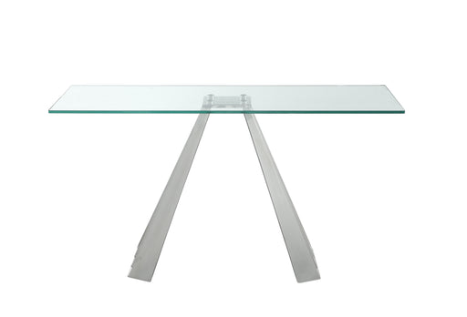 Contemporary 18" x 55" Glass Sofa Table w/ Flare Pyramid Base DOMINIQUE-ST