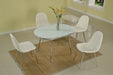 Contemporary Dining Set w/ White Glass Top & Upholstered Chairs DONNA-5PC