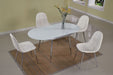 Contemporary Dining Set w/ White Glass Top & Upholstered Chairs DONNA-5PC