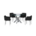 Dining Set w/ Round Glass Table & Swivel Club Chairs DUSTY-5PC-BLK