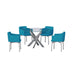 Dining Set w/ Round Glass Table & Swivel Club Chairs DUSTY-5PC-TQE