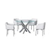 Dining Set w/ Round Glass Table & Swivel Club Chairs DUSTY-5PC-WHT