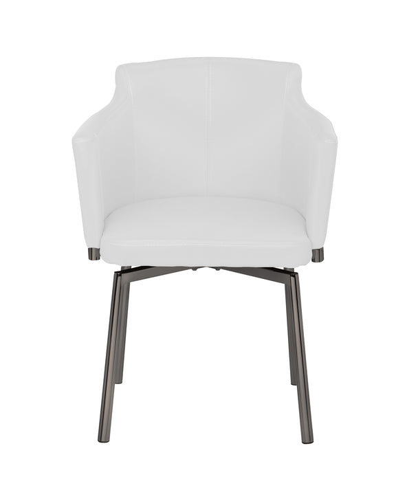 Contemporary Club Style Arm Chair w/ Black Chrome Legs & Memory Swivel - 2 per box DUSTY-AC-BKC-WHT