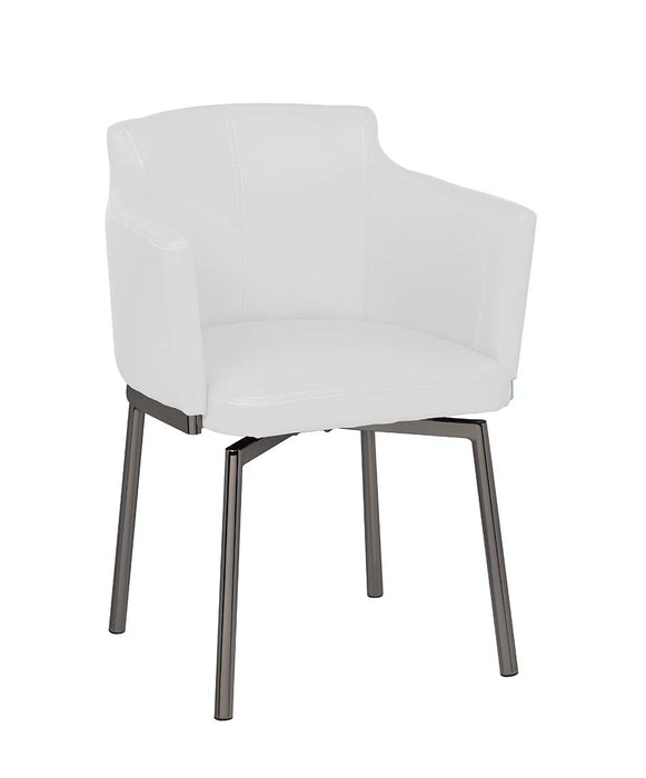 Contemporary Club Style Arm Chair w/ Black Chrome Legs & Memory Swivel - 2 per box DUSTY-AC-BKC-WHT