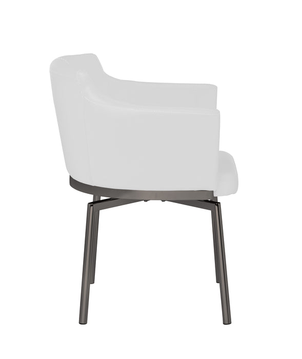 Contemporary Club Style Arm Chair w/ Black Chrome Legs & Memory Swivel - 2 per box DUSTY-AC-BKC-WHT