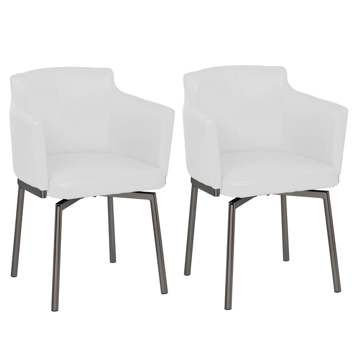 Contemporary Club Style Arm Chair w/ Black Chrome Legs & Memory Swivel - 2 per box DUSTY-AC-BKC-WHT