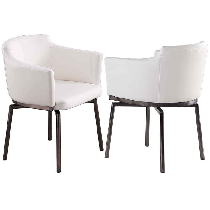 Contemporary Club Style Arm Chair w/ Black Chrome Legs & Memory Swivel - 2 per box DUSTY-AC-BKC-WHT