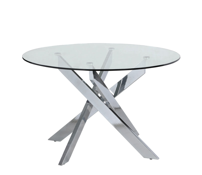 Contemporary Dining Table w/ Clear Round Glass Top DUSTY-DT