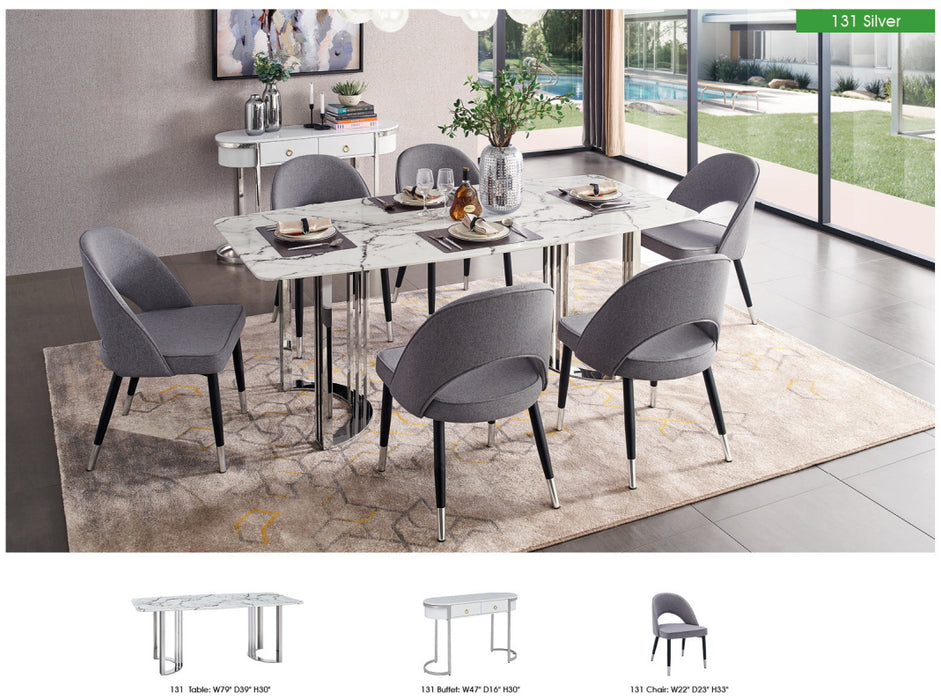 131 Silver Marble Dining Table