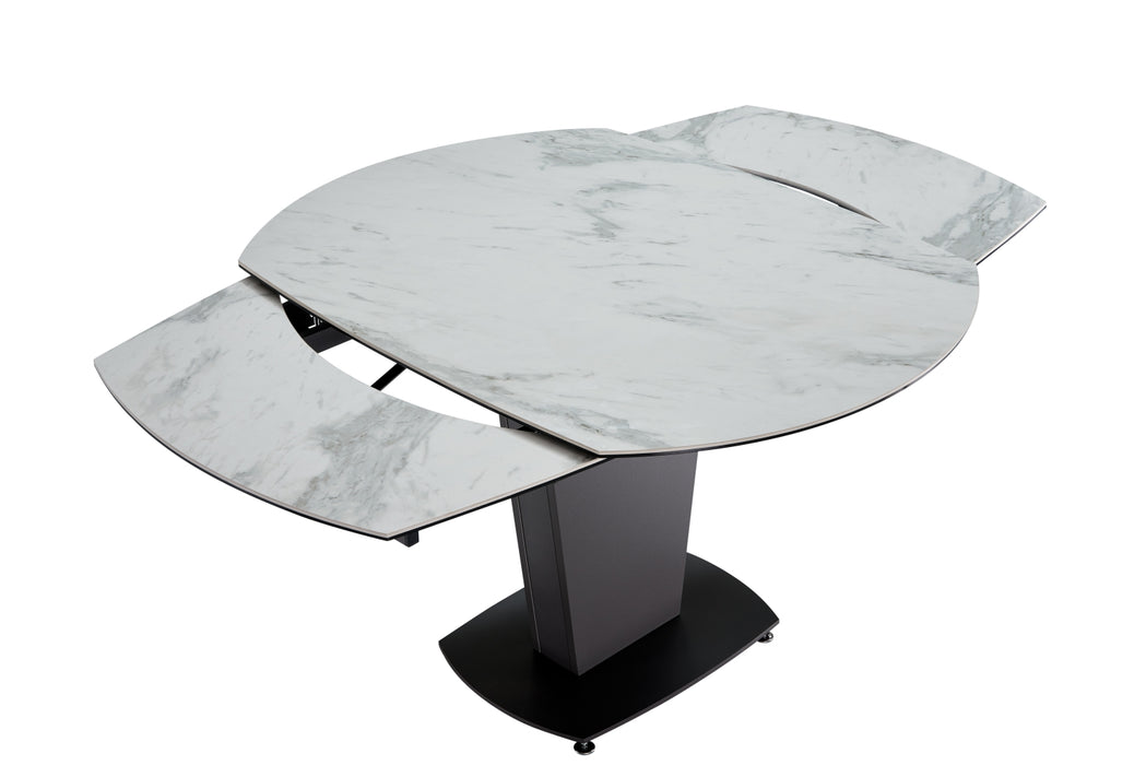 2417 Marble Table White with 3405 Cream Chairs