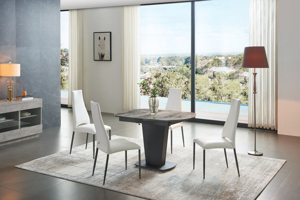 2417 Marble Table Grey with 3405 Chairs Cream