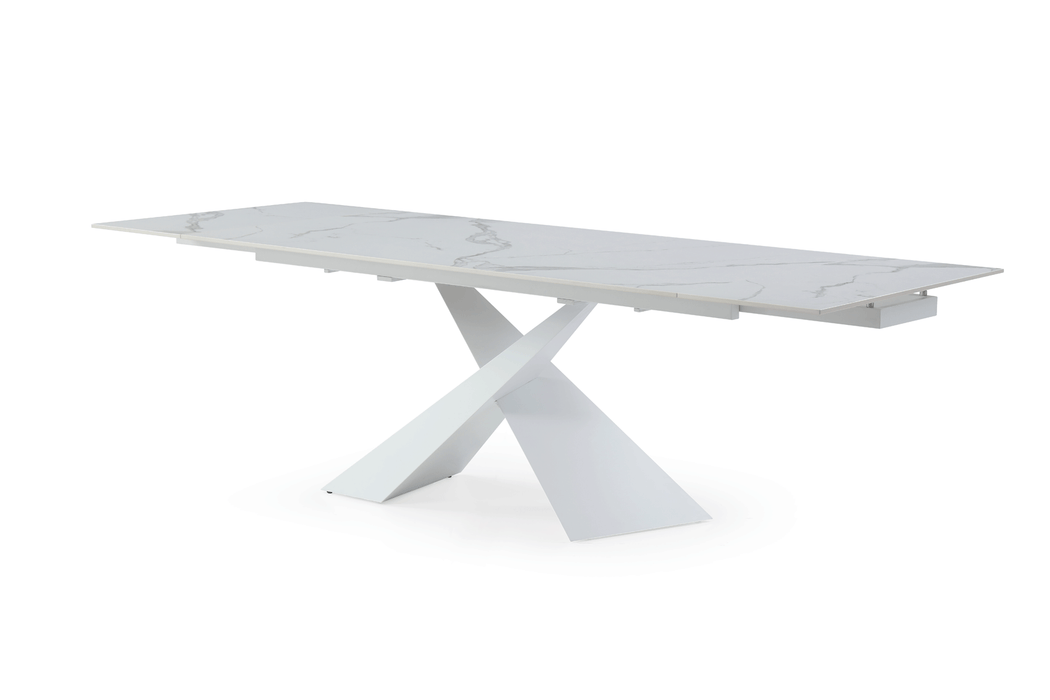 9113 Dining Table with 4 x  1218 swivel White Chairs
