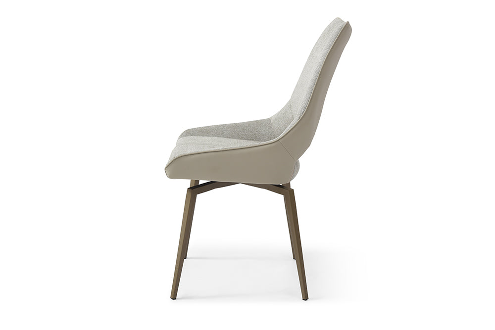 9087 Champagne-Bronze Table with 1239 swivel Beige Champagne chairs
