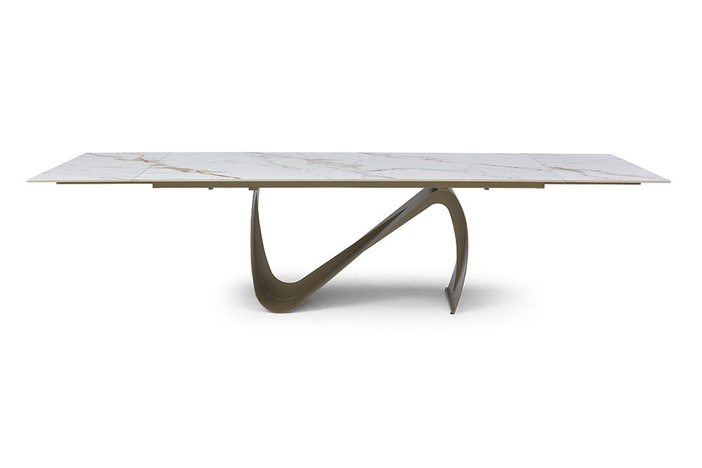 9087 Champagne-Bronze Table with 1239 swivel Beige Champagne chairs
