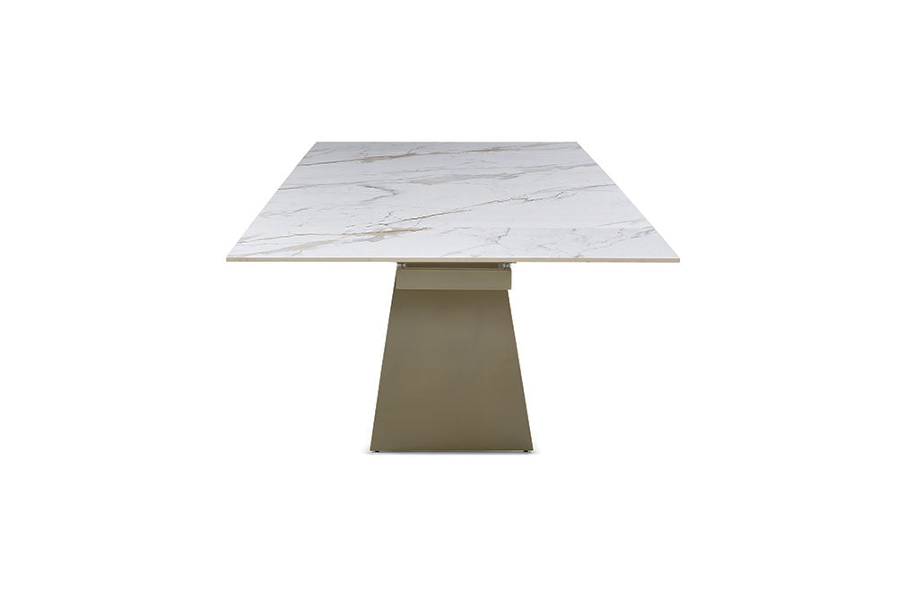 9087 Champagne-Bronze Table with 1239 swivel Beige Champagne chairs