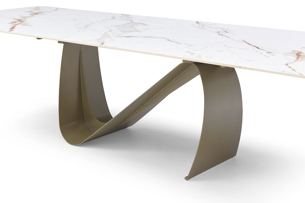 9087 Champagne-Bronze Table with 1239 swivel Beige Champagne chairs