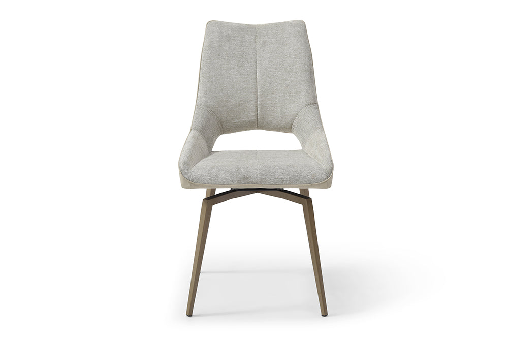 9087 Champagne-Bronze Table with 1239 swivel Beige Champagne chairs