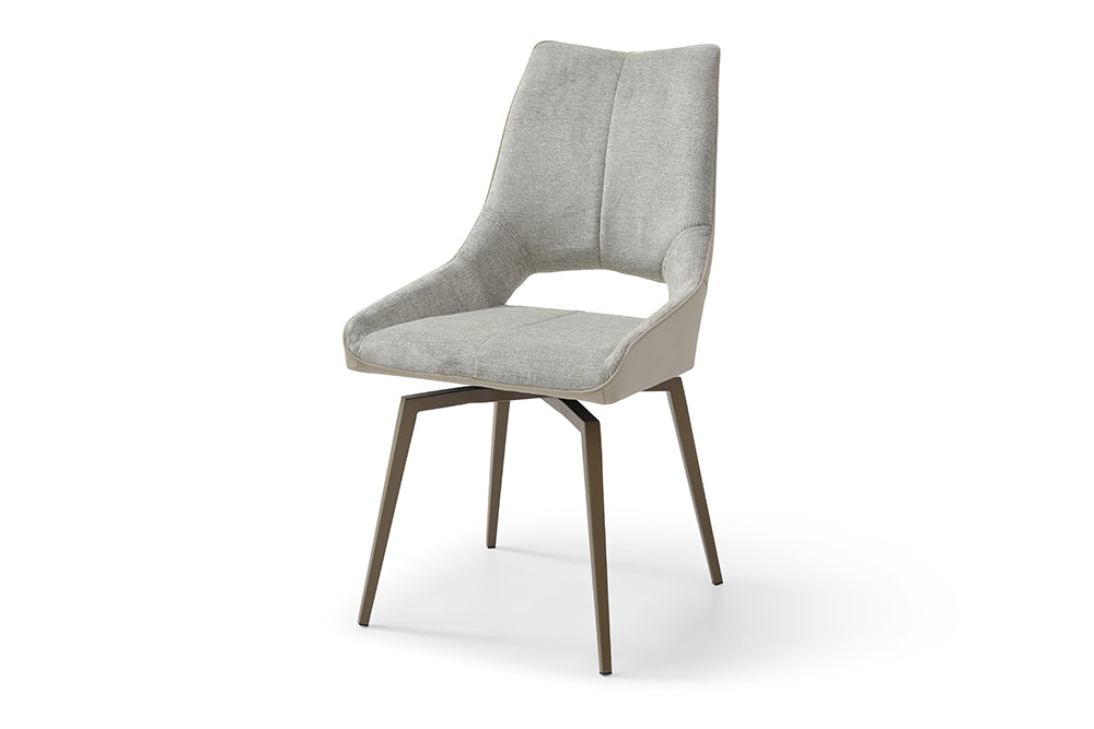 9087 Champagne-Bronze Table with 1239 swivel Beige Champagne chairs