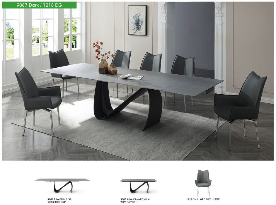 9087 Table Dark grey with 1218 swivel dark grey chair