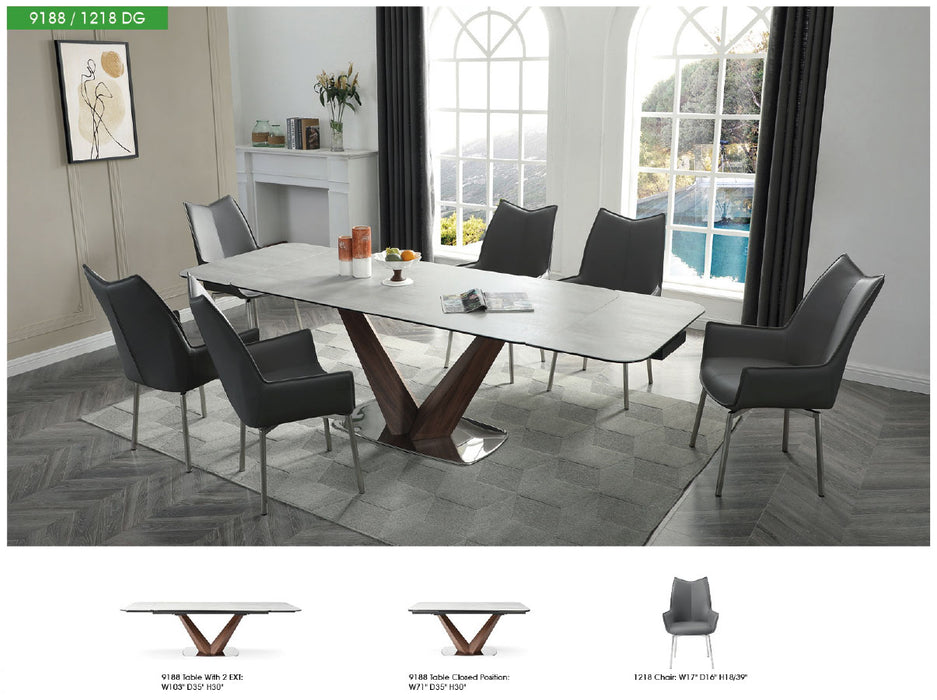 9188 Table with 1218 Swivel dark grey chairs
