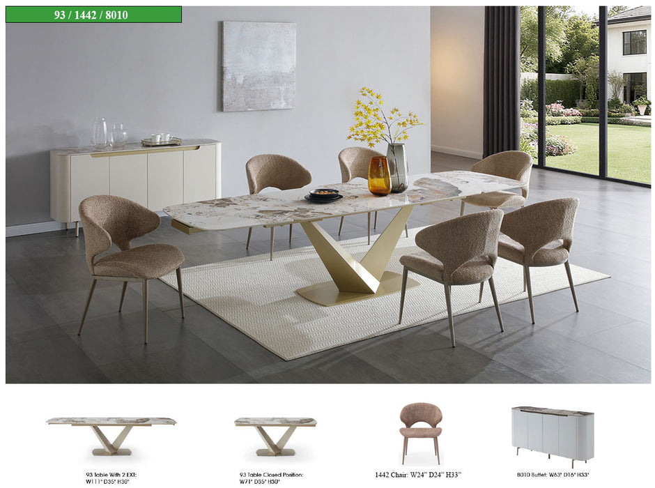 93 Dining Table with 1442 Chairs and 8010 buffet Set